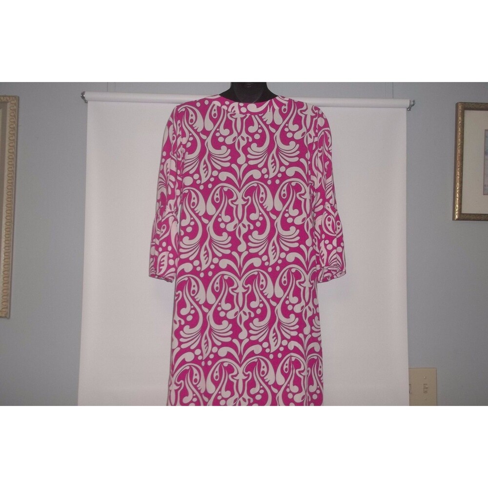 St. Barths Tunic Dress Size M.Pink White Paisley 100% Rayon La Mer Luxe - Picture 4 of 5